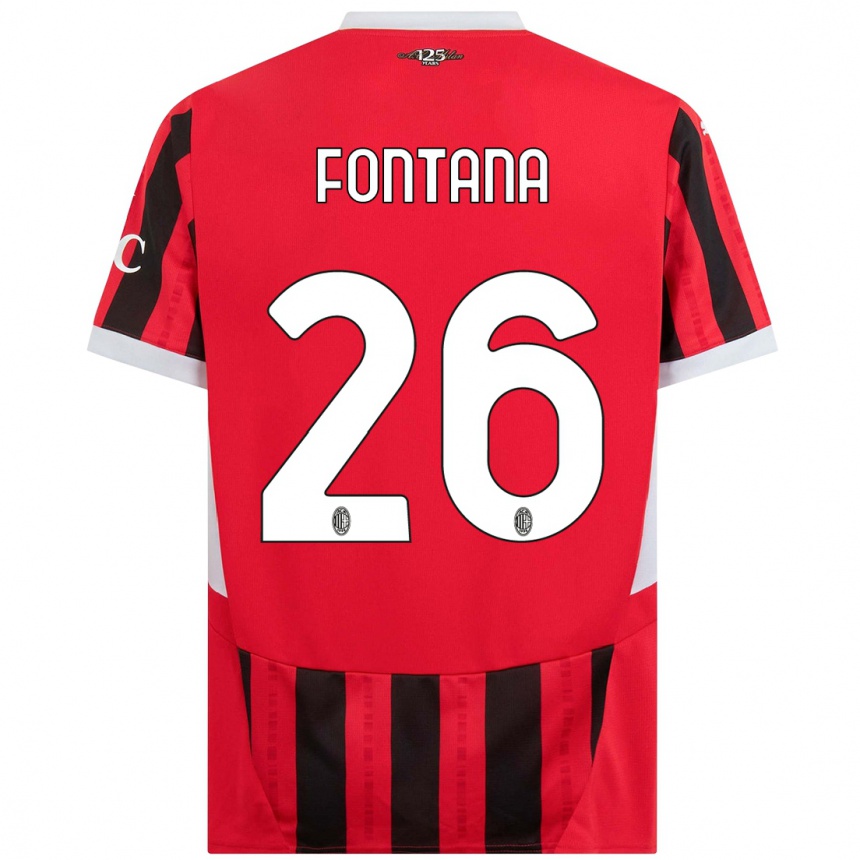 Niño Fútbol Camiseta Francesco Fontana #26 Rojo Negro 1ª Equipación 2024/25 México