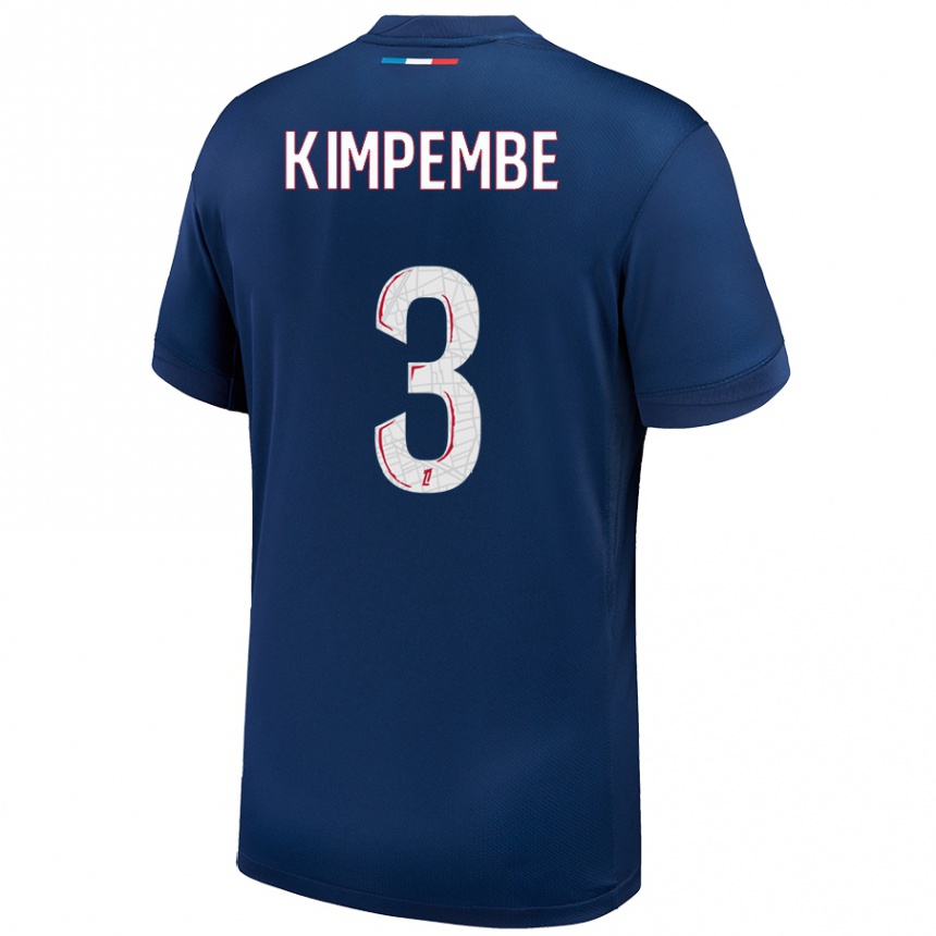 Niño Fútbol Camiseta Presnel Kimpembe #3 Azul Marino Blanco 1ª Equipación 2024/25 México