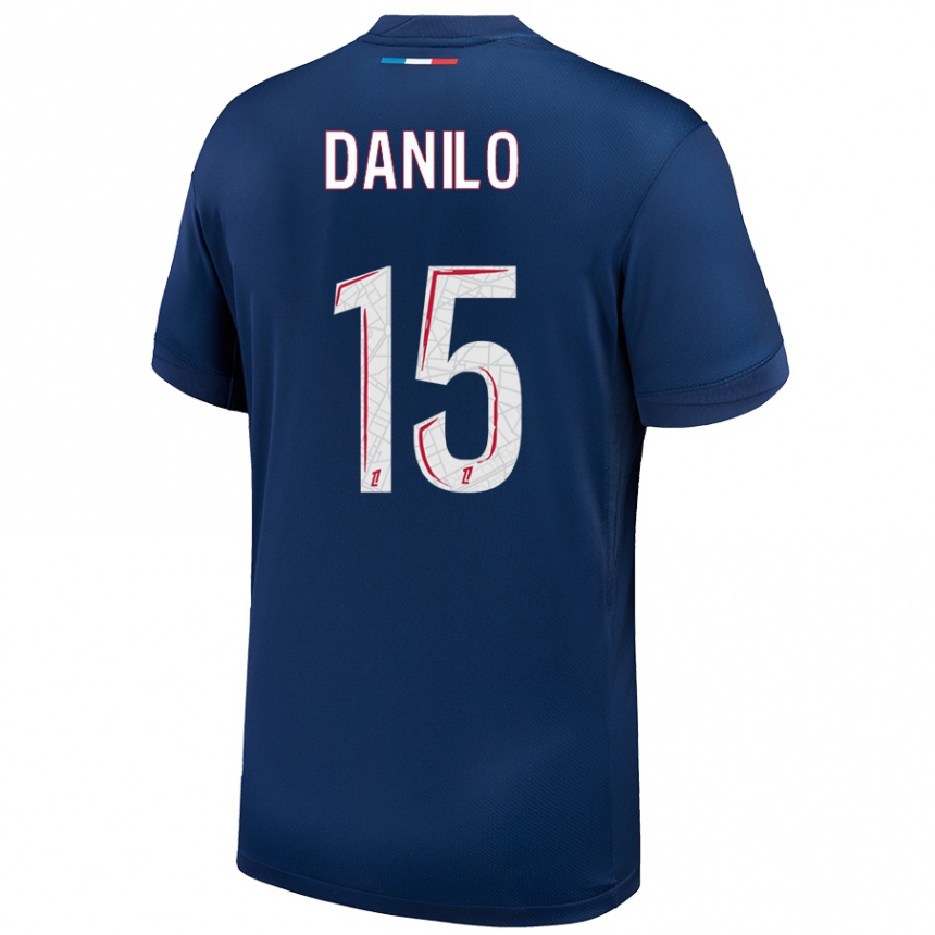 Niño Fútbol Camiseta Danilo Pereira #15 Azul Marino Blanco 1ª Equipación 2024/25 México