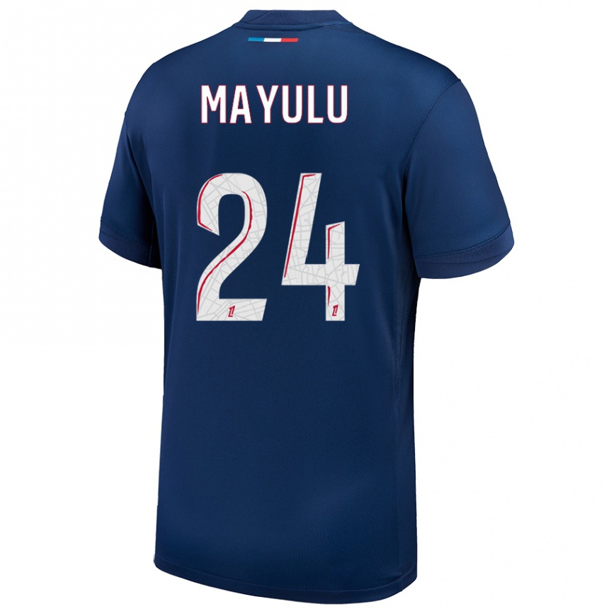 Niño Fútbol Camiseta Senny Mayulu #24 Azul Marino Blanco 1ª Equipación 2024/25 México