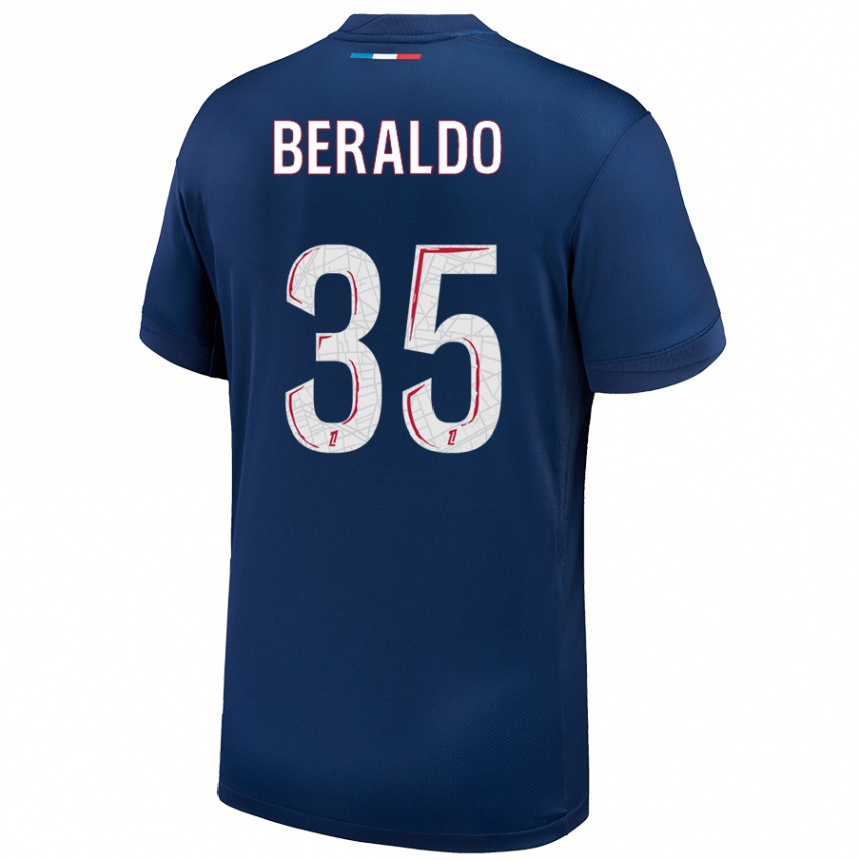 Niño Fútbol Camiseta Lucas Beraldo #35 Azul Marino Blanco 1ª Equipación 2024/25 México