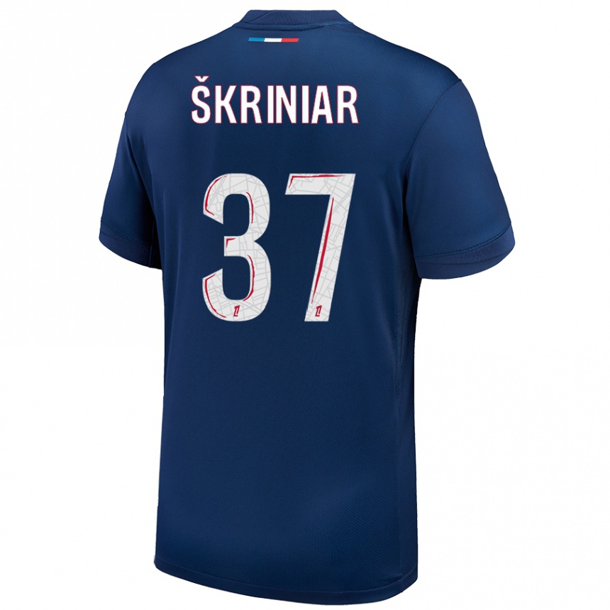 Niño Fútbol Camiseta Milan Skriniar #37 Azul Marino Blanco 1ª Equipación 2024/25 México