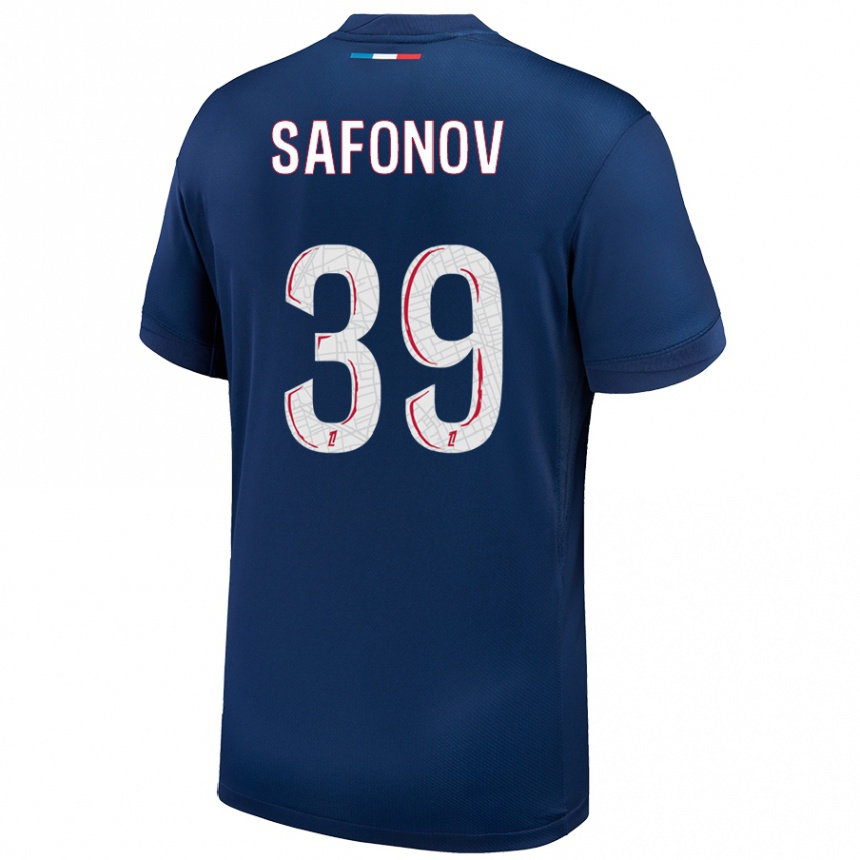 Niño Fútbol Camiseta Matvey Safonov #39 Azul Marino Blanco 1ª Equipación 2024/25 México