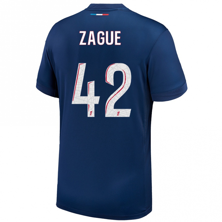 Niño Fútbol Camiseta Yoram Zague #42 Azul Marino Blanco 1ª Equipación 2024/25 México