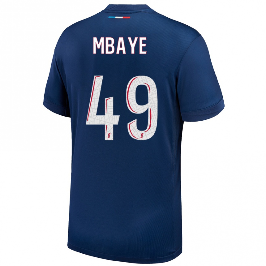 Niño Fútbol Camiseta Ibrahim Mbaye #49 Azul Marino Blanco 1ª Equipación 2024/25 México