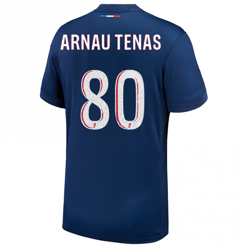 Niño Fútbol Camiseta Arnau Tenas #80 Azul Marino Blanco 1ª Equipación 2024/25 México