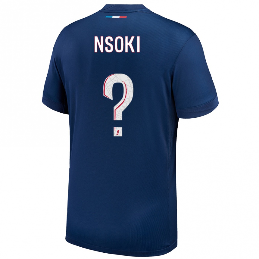 Niño Fútbol Camiseta Noah Nsoki #0 Azul Marino Blanco 1ª Equipación 2024/25 México