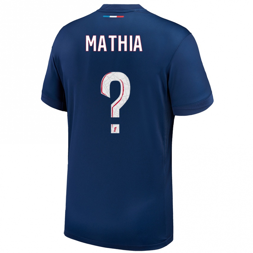 Niño Fútbol Camiseta Olivier Mathia #0 Azul Marino Blanco 1ª Equipación 2024/25 México