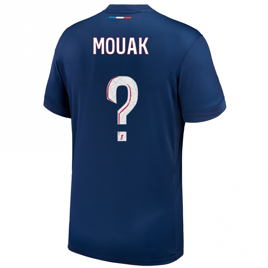 Niño Fútbol Camiseta Adam Mouak #0 Azul Marino Blanco 1ª Equipación 2024/25 México