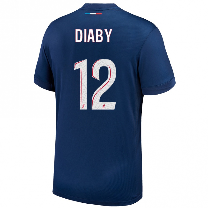 Niño Fútbol Camiseta Ibrahima Diaby #12 Azul Marino Blanco 1ª Equipación 2024/25 México