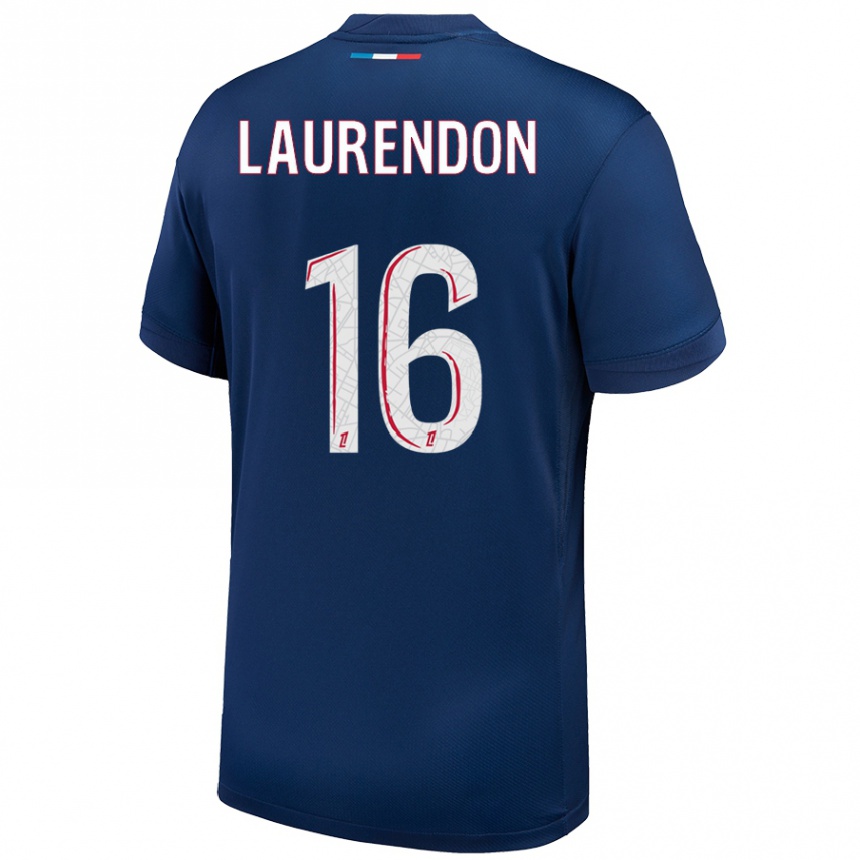 Niño Fútbol Camiseta Bilal Laurendon #16 Azul Marino Blanco 1ª Equipación 2024/25 México