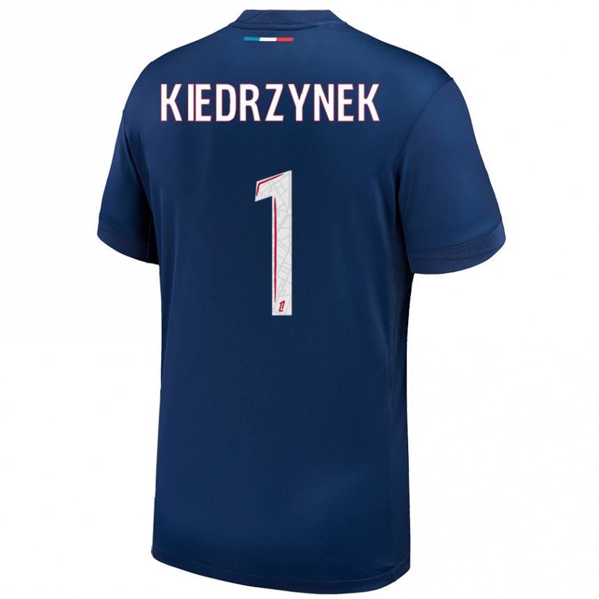 Niño Fútbol Camiseta Katarzyna Kiedrzynek #1 Azul Marino Blanco 1ª Equipación 2024/25 México