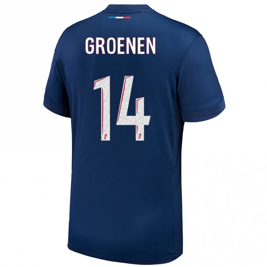 Niño Fútbol Camiseta Jackie Groenen #14 Azul Marino Blanco 1ª Equipación 2024/25 México