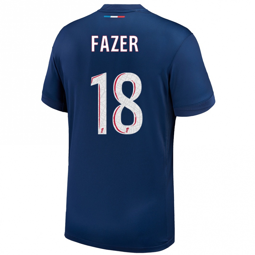 Niño Fútbol Camiseta Laurina Fazer #18 Azul Marino Blanco 1ª Equipación 2024/25 México