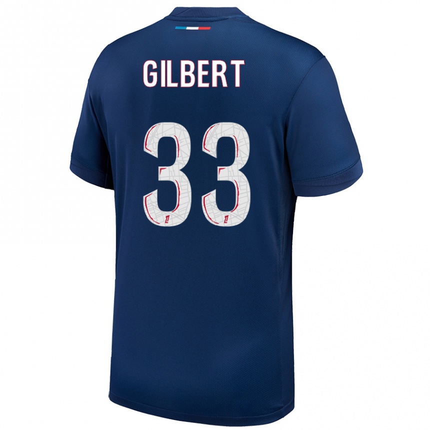 Niño Fútbol Camiseta Tara Elimbi Gilbert #33 Azul Marino Blanco 1ª Equipación 2024/25 México