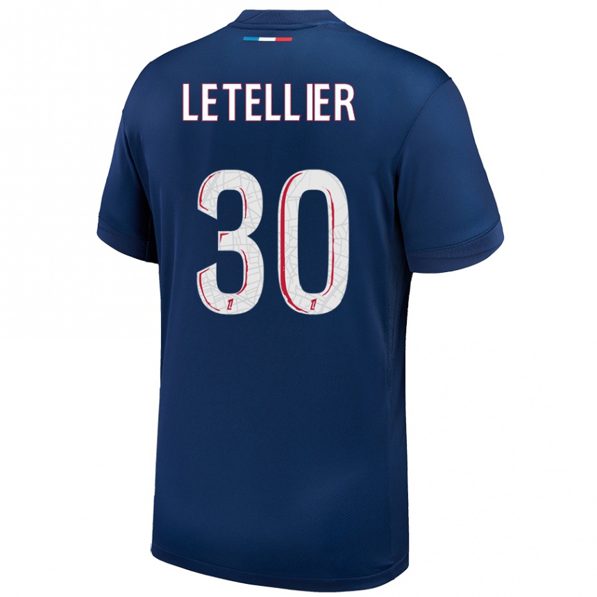 Niño Fútbol Camiseta Alexandre Letellier #30 Azul Marino Blanco 1ª Equipación 2024/25 México