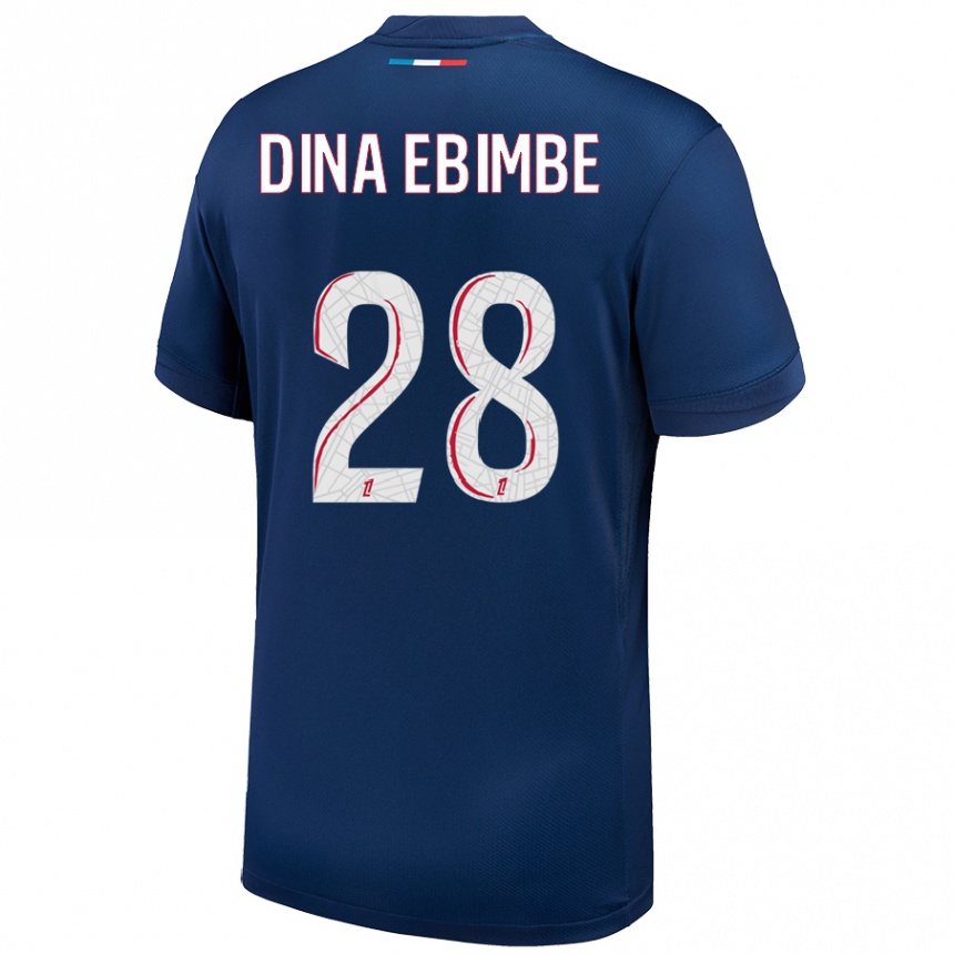 Niño Fútbol Camiseta Eric Junior Dina Ebimbe #28 Azul Marino Blanco 1ª Equipación 2024/25 México