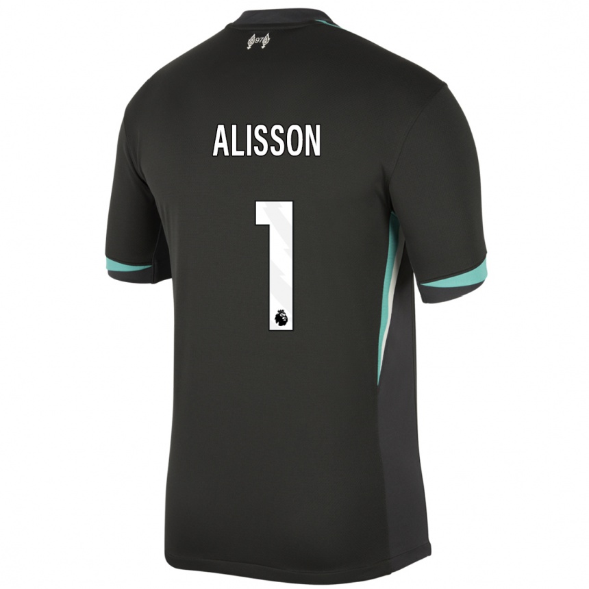 Niño Fútbol Camiseta Alisson #1 Negro Antracita Blanco 2ª Equipación 2024/25 México