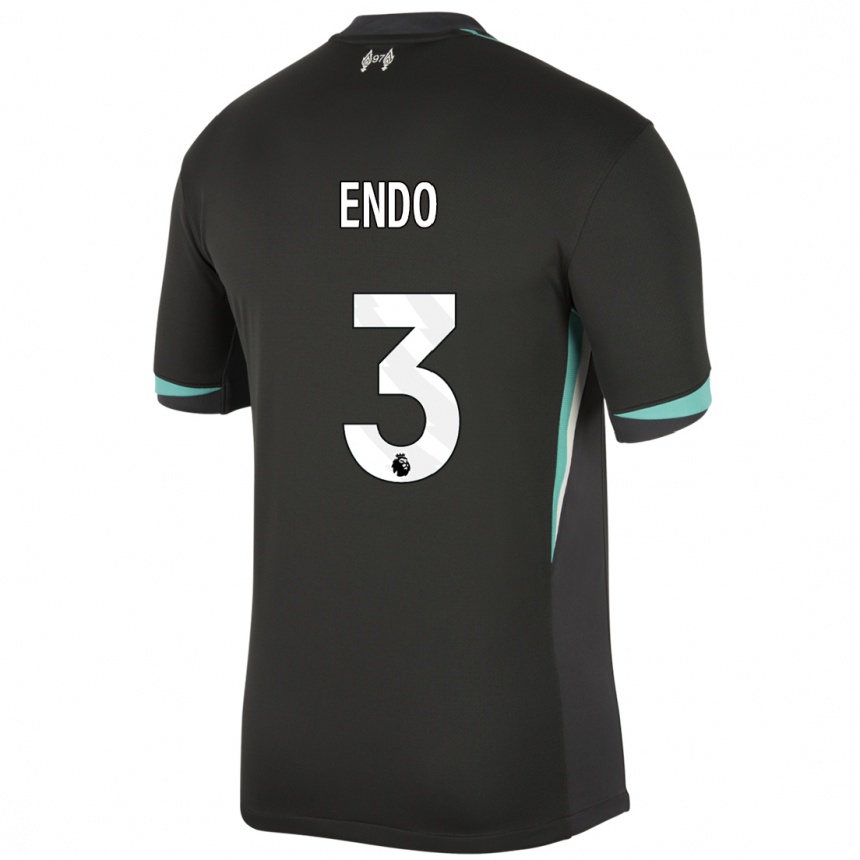 Niño Fútbol Camiseta Wataru Endo #3 Negro Antracita Blanco 2ª Equipación 2024/25 México