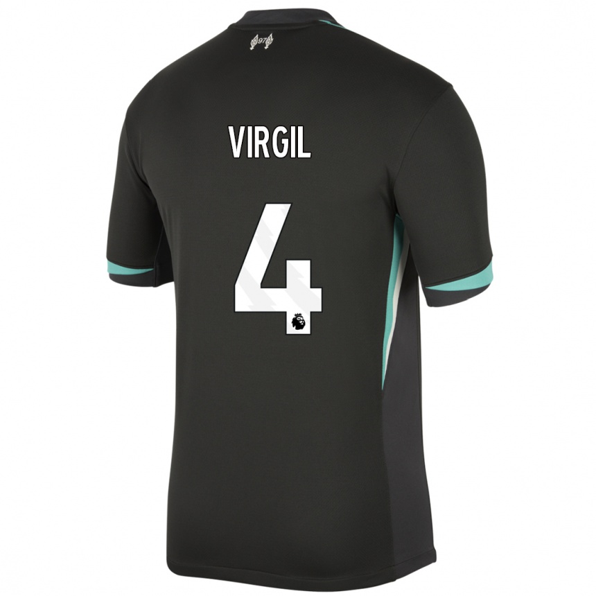 Niño Fútbol Camiseta Virgil Van Dijk #4 Negro Antracita Blanco 2ª Equipación 2024/25 México