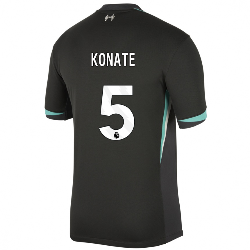 Niño Fútbol Camiseta Ibrahima Konate #5 Negro Antracita Blanco 2ª Equipación 2024/25 México