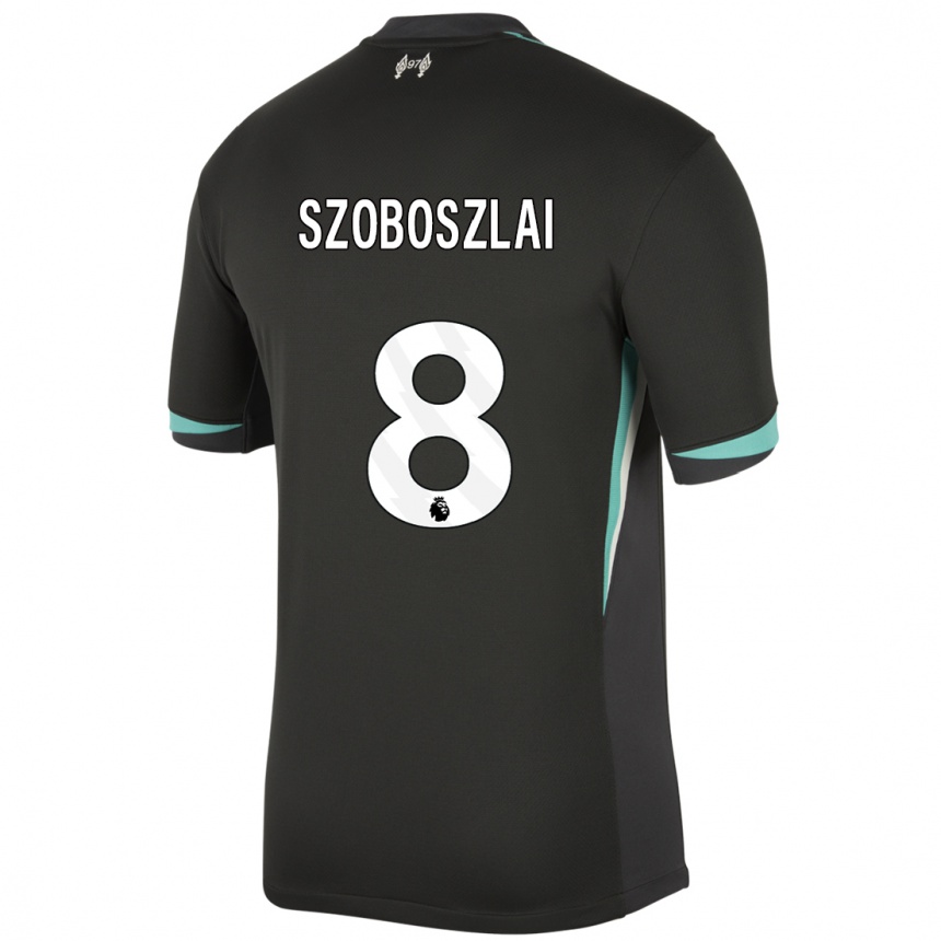 Niño Fútbol Camiseta Dominik Szoboszlai #8 Negro Antracita Blanco 2ª Equipación 2024/25 México