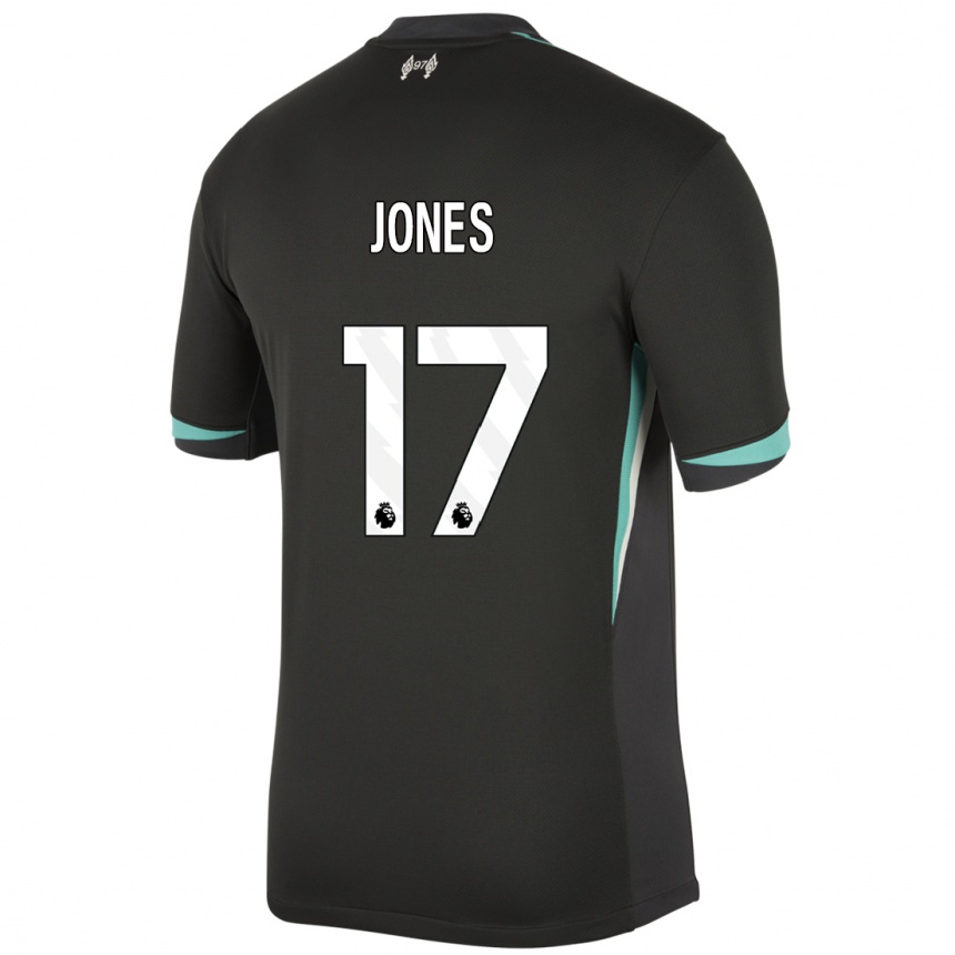 Niño Fútbol Camiseta Curtis Jones #17 Negro Antracita Blanco 2ª Equipación 2024/25 México