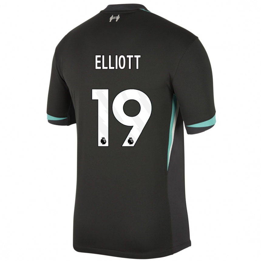 Niño Fútbol Camiseta Harvey Elliott #19 Negro Antracita Blanco 2ª Equipación 2024/25 México