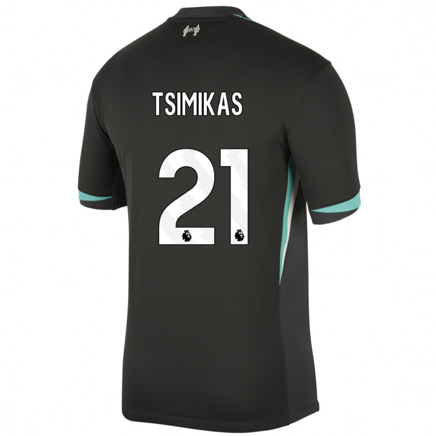 Niño Fútbol Camiseta Konstantinos Tsimikas #21 Negro Antracita Blanco 2ª Equipación 2024/25 México