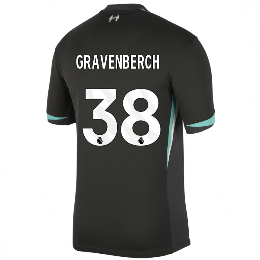 Niño Fútbol Camiseta Ryan Gravenberch #38 Negro Antracita Blanco 2ª Equipación 2024/25 México