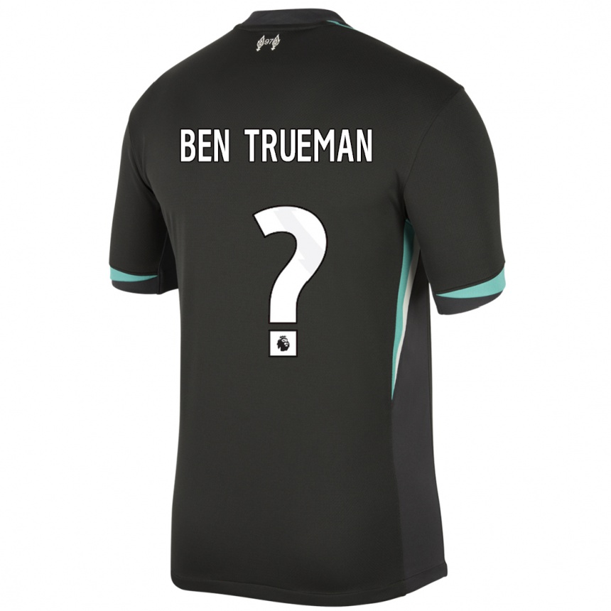 Niño Fútbol Camiseta Ben Trueman #0 Negro Antracita Blanco 2ª Equipación 2024/25 México