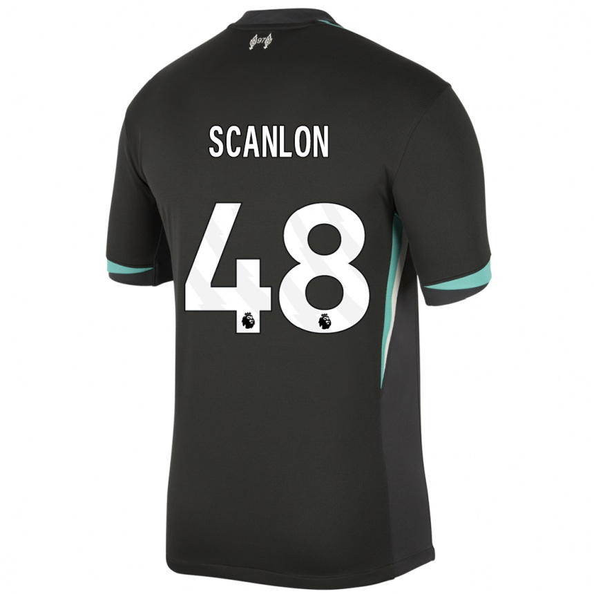 Niño Fútbol Camiseta Calum Scanlon #48 Negro Antracita Blanco 2ª Equipación 2024/25 México