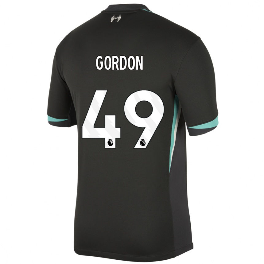 Niño Fútbol Camiseta Kaide Gordon #49 Negro Antracita Blanco 2ª Equipación 2024/25 México