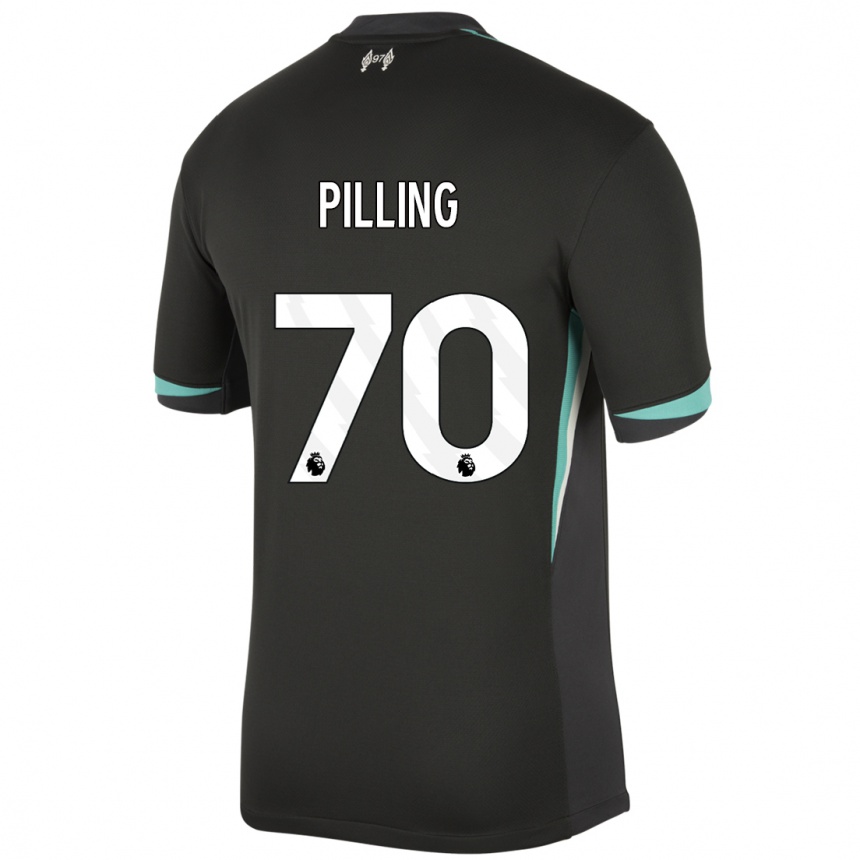 Niño Fútbol Camiseta Tommy Pilling #70 Negro Antracita Blanco 2ª Equipación 2024/25 México