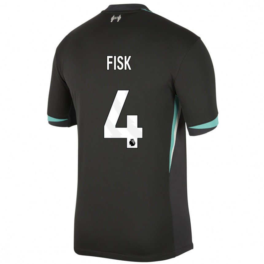 Niño Fútbol Camiseta Grace Fisk #4 Negro Antracita Blanco 2ª Equipación 2024/25 México