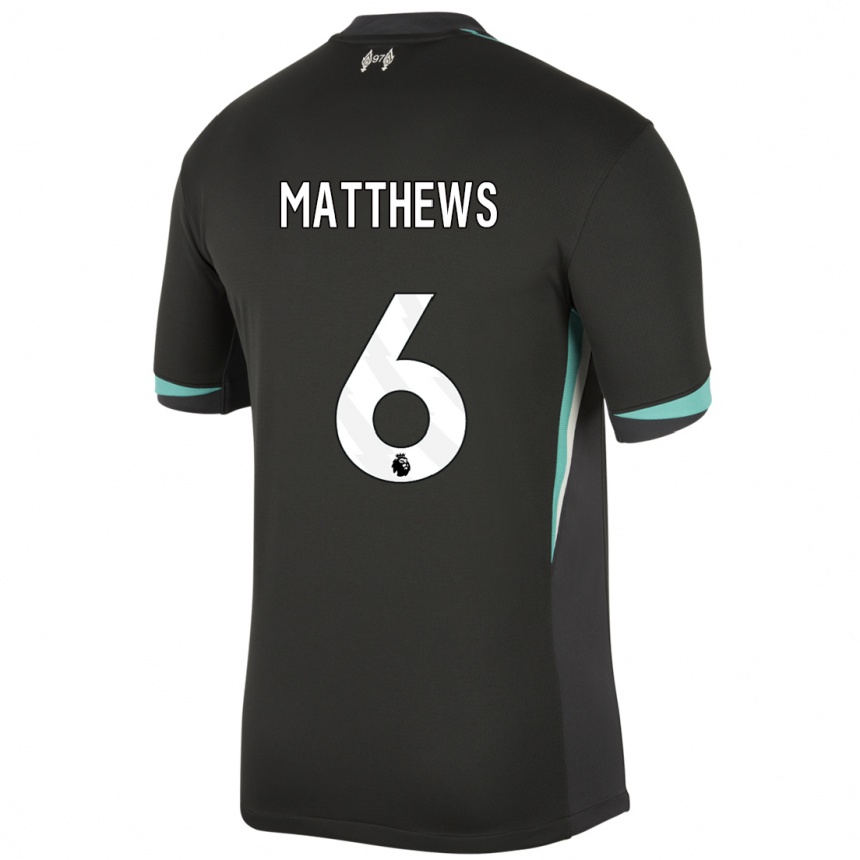 Niño Fútbol Camiseta Jasmine Matthews #6 Negro Antracita Blanco 2ª Equipación 2024/25 México