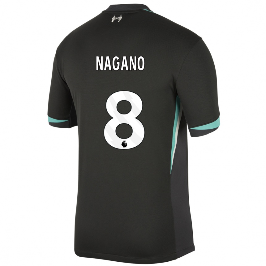 Niño Fútbol Camiseta Fūka Nagano #8 Negro Antracita Blanco 2ª Equipación 2024/25 México