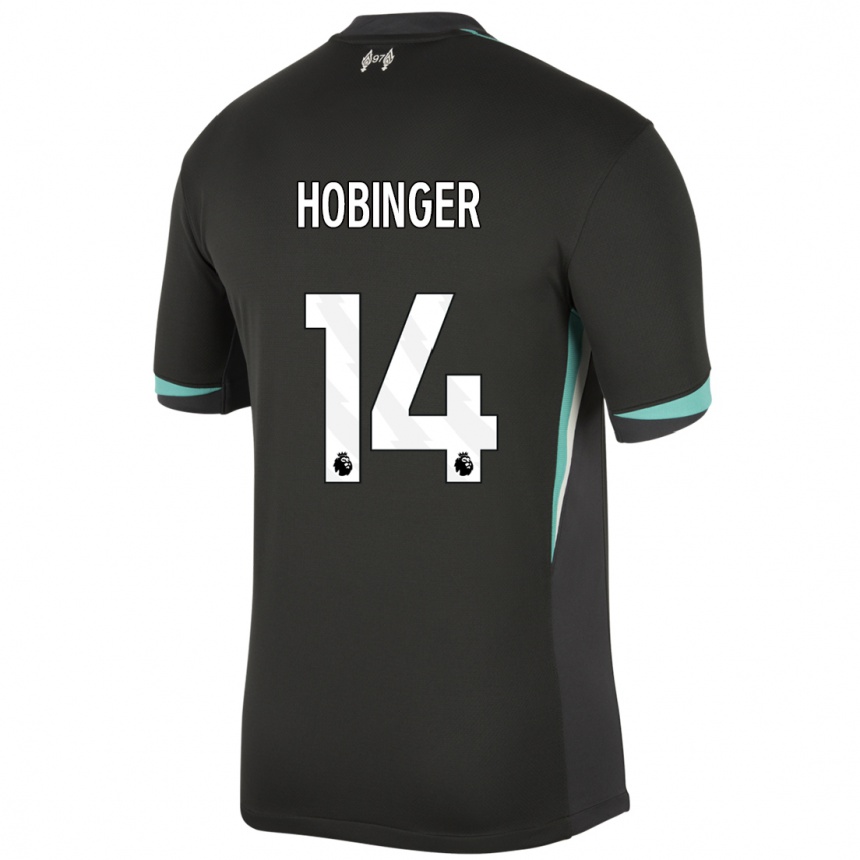 Niño Fútbol Camiseta Marie Höbinger #14 Negro Antracita Blanco 2ª Equipación 2024/25 México