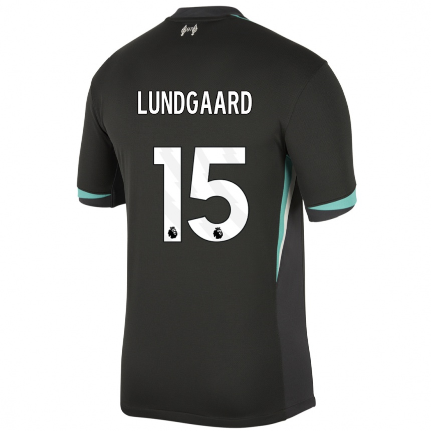 Niño Fútbol Camiseta Sofie Lundgaard #15 Negro Antracita Blanco 2ª Equipación 2024/25 México