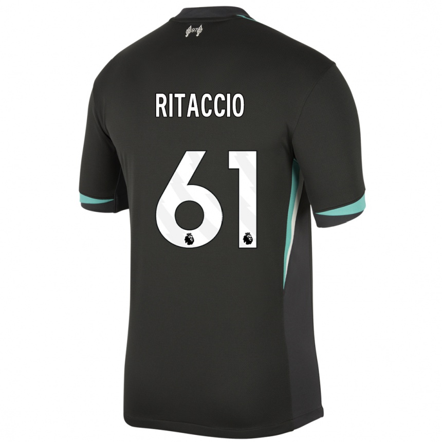 Niño Fútbol Camiseta Matteo Ritaccio #61 Negro Antracita Blanco 2ª Equipación 2024/25 México