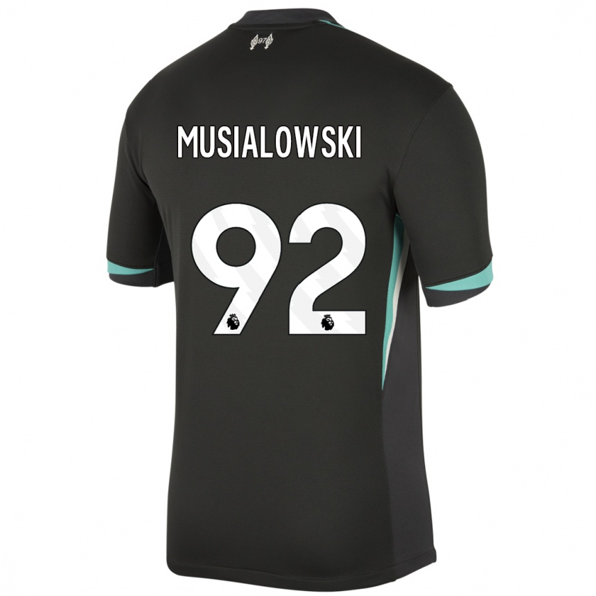 Niño Fútbol Camiseta Mateusz Musialowski #92 Negro Antracita Blanco 2ª Equipación 2024/25 México