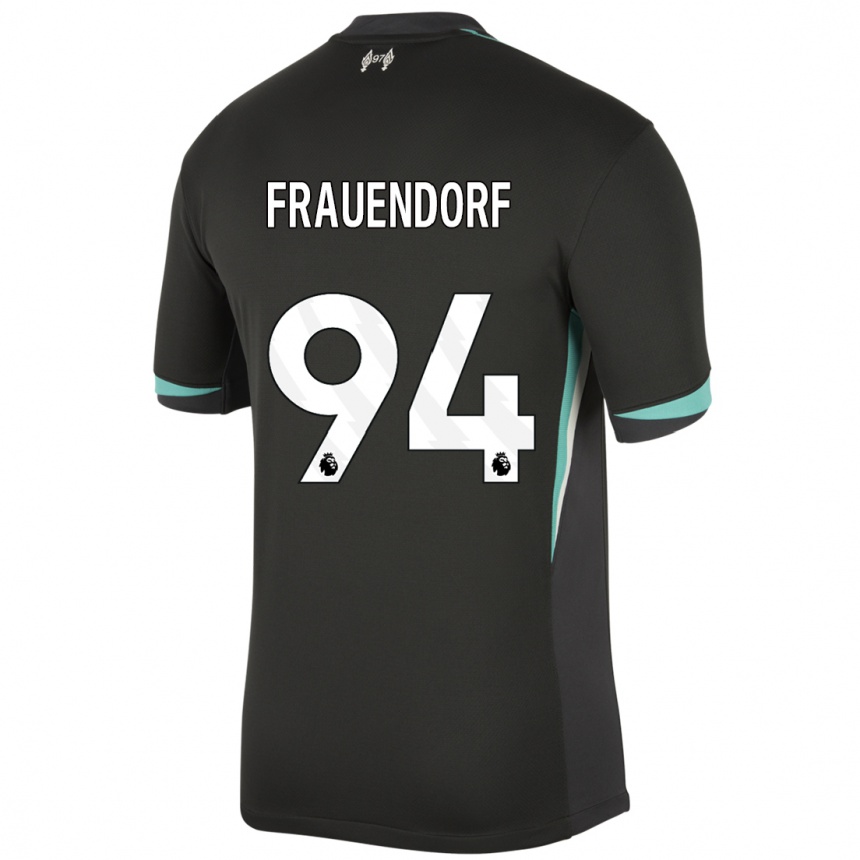 Niño Fútbol Camiseta Melkamu Frauendorf #94 Negro Antracita Blanco 2ª Equipación 2024/25 México