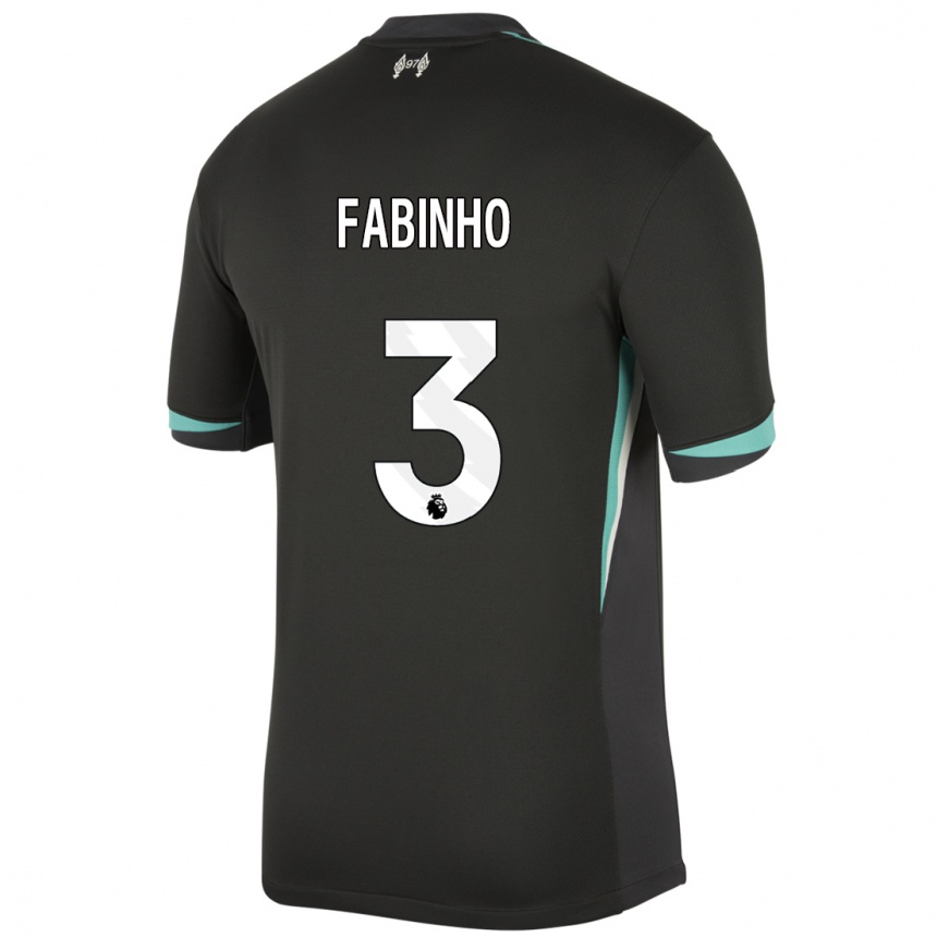 Niño Fútbol Camiseta Fabinho #3 Negro Antracita Blanco 2ª Equipación 2024/25 México