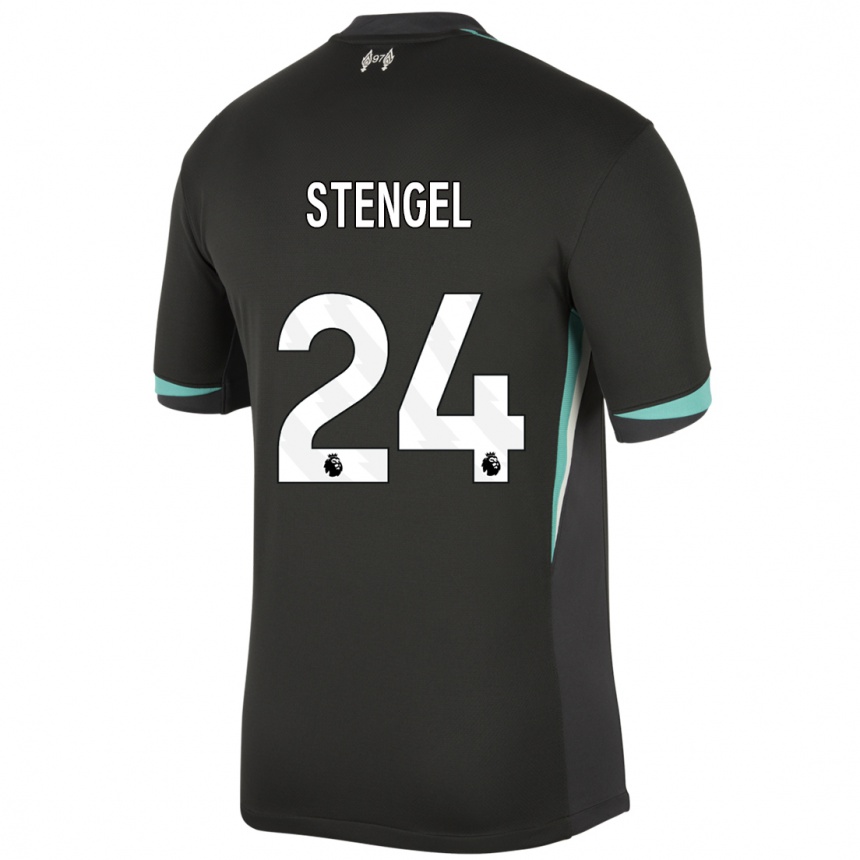 Niño Fútbol Camiseta Katie Stengel #24 Negro Antracita Blanco 2ª Equipación 2024/25 México