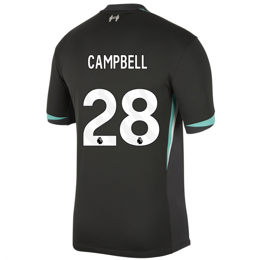 Niño Fútbol Camiseta Megan Campbell #28 Negro Antracita Blanco 2ª Equipación 2024/25 México