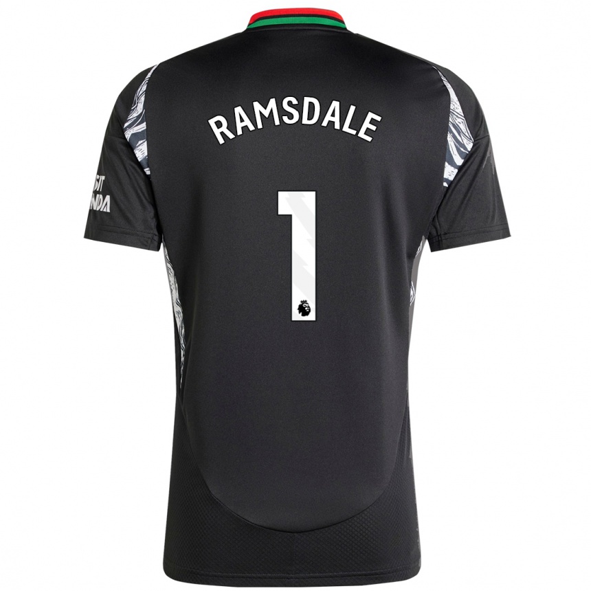 Niño Fútbol Camiseta Aaron Ramsdale #1 Negro 2ª Equipación 2024/25 México