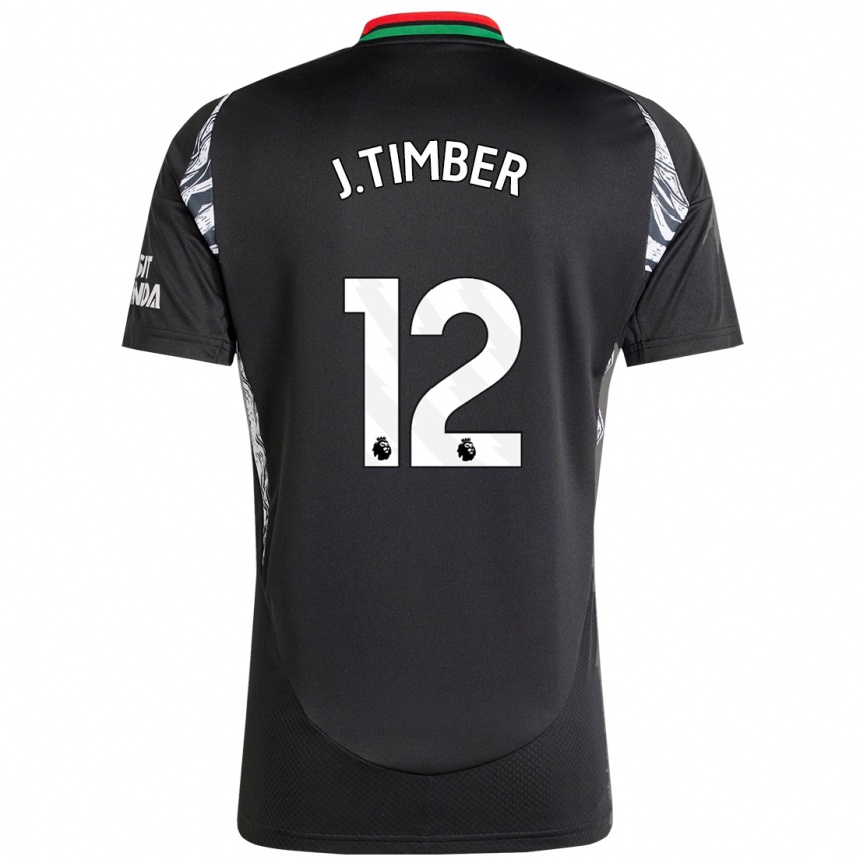 Niño Fútbol Camiseta Jurrien Timber #12 Negro 2ª Equipación 2024/25 México