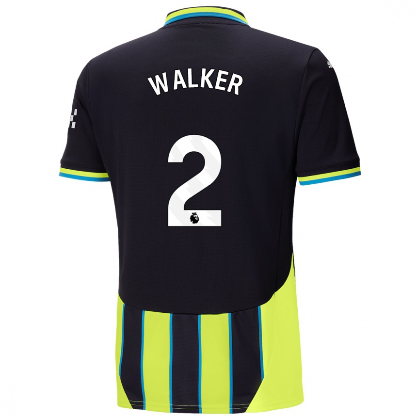 Niño Fútbol Camiseta Kyle Walker #2 Azul Amarillo 2ª Equipación 2024/25 México