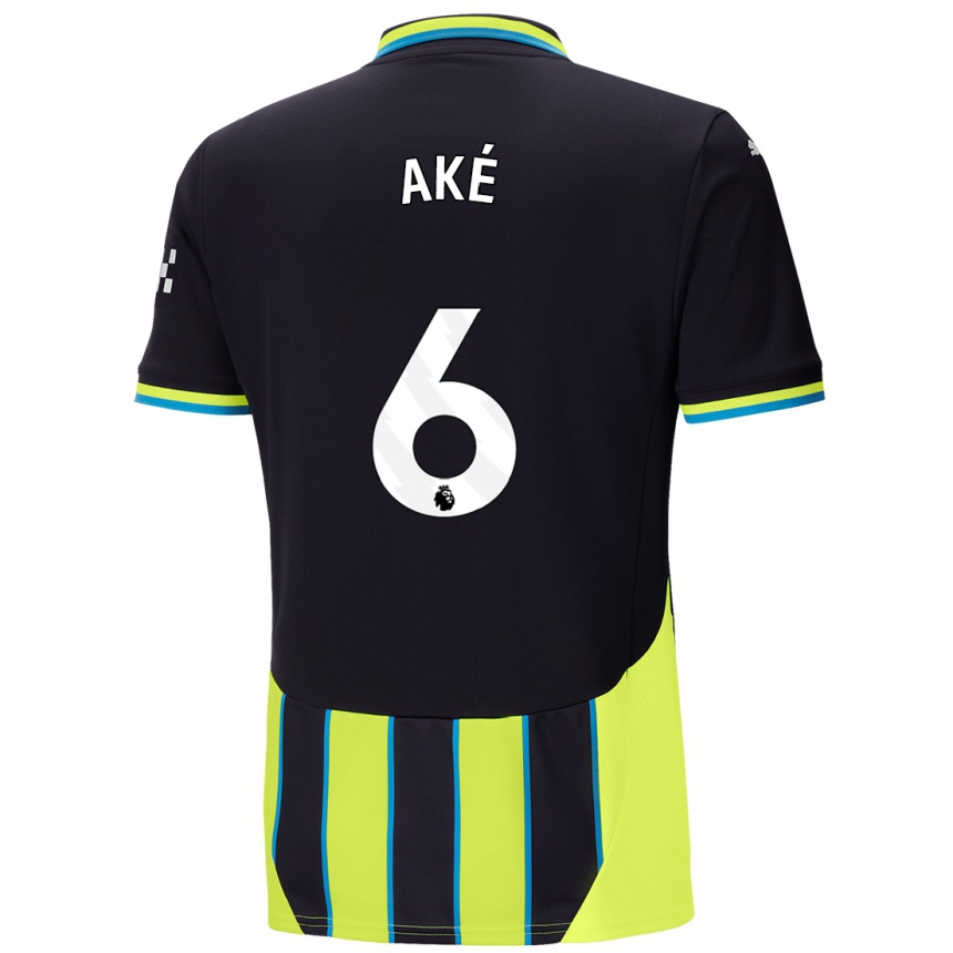 Niño Fútbol Camiseta Nathan Ake #6 Azul Amarillo 2ª Equipación 2024/25 México