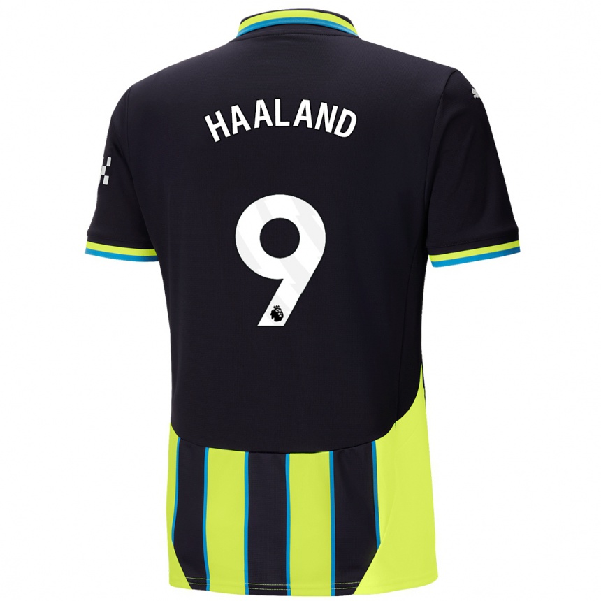 Niño Fútbol Camiseta Erling Haaland #9 Azul Amarillo 2ª Equipación 2024/25 México